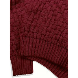 Men's Casual Waffle Knit Lapel Button Sweater