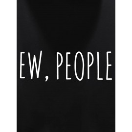 Men'S Ew People Graphic Print Hooded Sweatshirt - Oversized Loose Fit Pullover Hoodie with Kangaroo Pocket, Long Sleeve Casual Winter Warmth, with Lettering, Comfortable Casual Attire & Ideal Gift for Men (Autumn/Winter), Plus Size