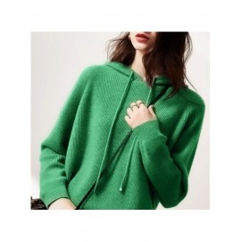 Women'S Hooded Thick Sweater | Autumn/Winter Solid Color Hoodie with Crew Neck