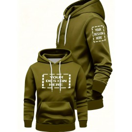Men's Large Hooded Sweatshirt - Personalized Logo/Text/Design Printing on Left Chest & Back, Bulk Orders for Team Uniforms, School Jackets, Couples Matching - Relaxed Fit Logo Printing Service (Logo/Text/Graphic), PLUS SIZE
